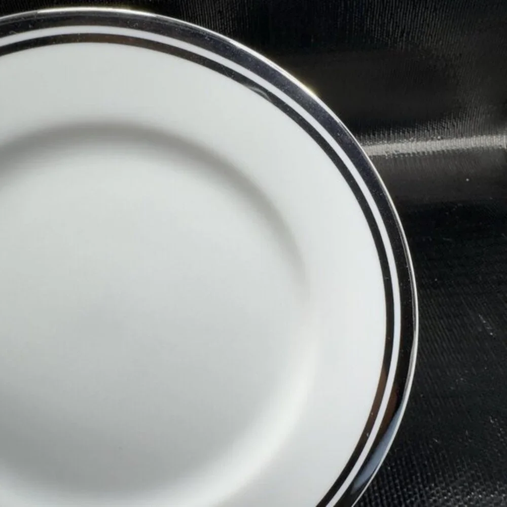 2005 Royal Doulton Pure‎ Platinum Double Silver Band Plate Dish 7.5inch Set 4